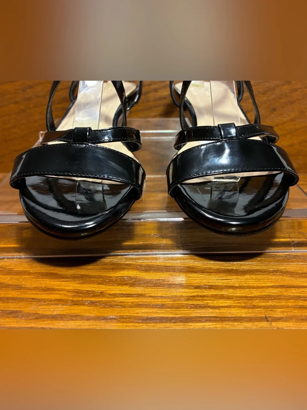 Cole Haan Black Patent Leather Strappy Wedge Sandals Size 6